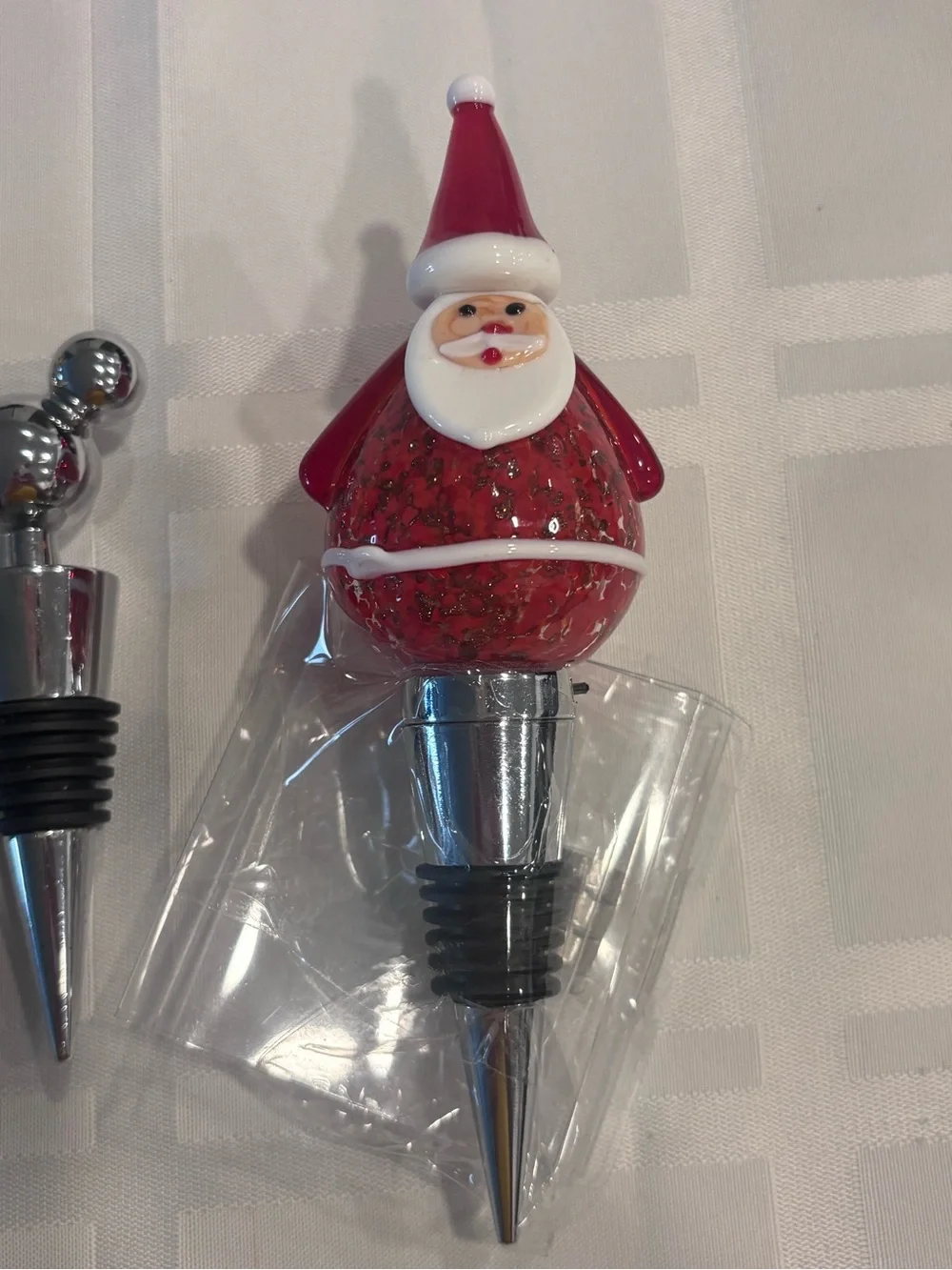 Decorative Holiday Bottle Stoppers Set - Gold Deer, Mickey Mouse, LED Red Santa